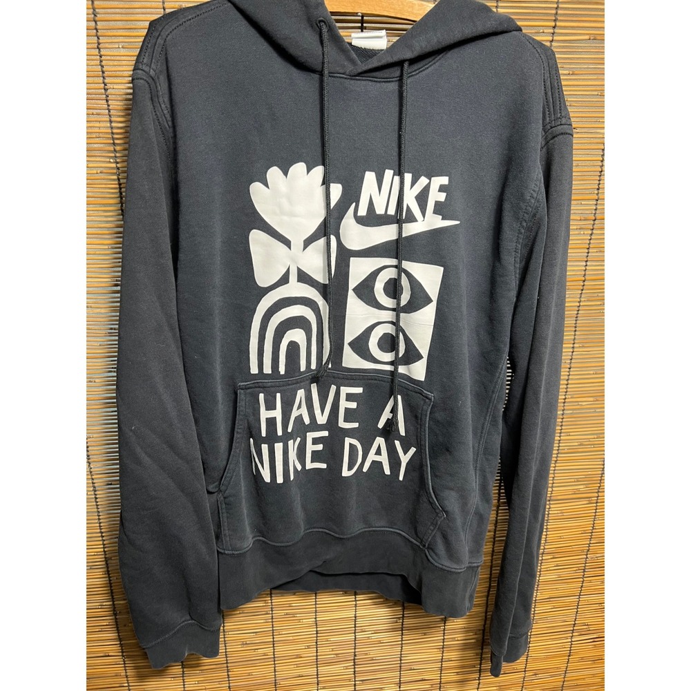 Nike Have A Nike Day Graphic Hoodie Mens Medium Black Pullover Sweatshirt